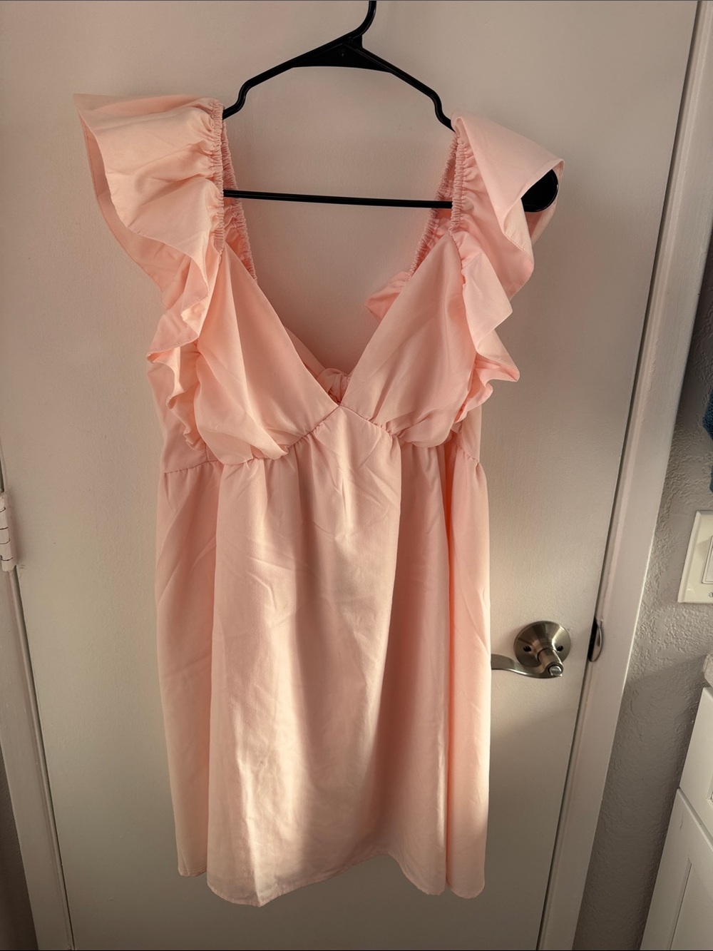 Ruffled Sleeveless Mini Dress in Blush Pink